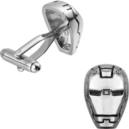 Fashion jewelry silvery men superheroes iron man cufflinks French shirt sleeve cuff links