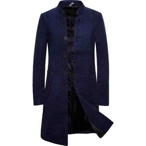 Mens woolen coat Korean style slim long woolen coat