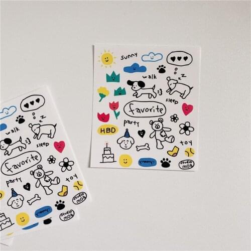 Korean Ins Cartoon Shape Animals Cute Stickers PVC Translucent Hand Account Mobile Phone Stationery Creative Decorative Sticker