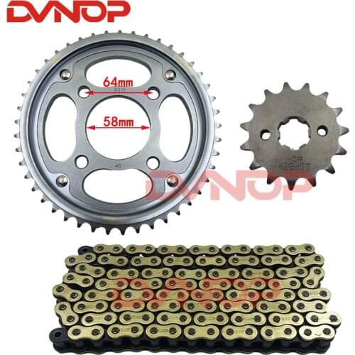 Motorcycle Front Rear Sprocket Chain 428H 122L 15T/45T for Honda WH125-11 SDH125-51 CBF125 CBF 125