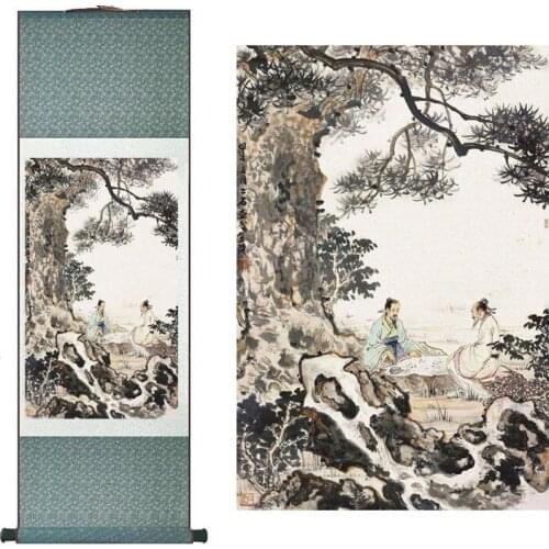 Landscape painting Home Office Decoration Chinese scroll painting landscape art painting play chess picturePrinted painting
