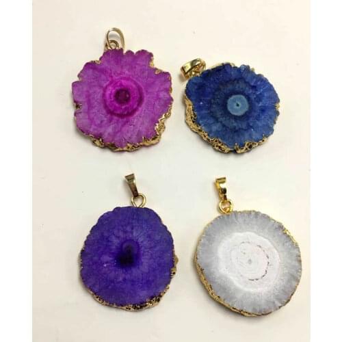 Natural Onyx Charms Pendants Multi Colorful Slice Irregular Agat Crystal Stone Quartz Pendant DIY Charm Creative Jewelry Making