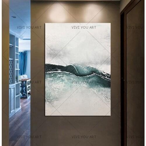 Simple Design High Quality Hand-painted Modern Green Oil Painting on Canvas Modern Art Oil Painting for All Kinds of Wall Decor