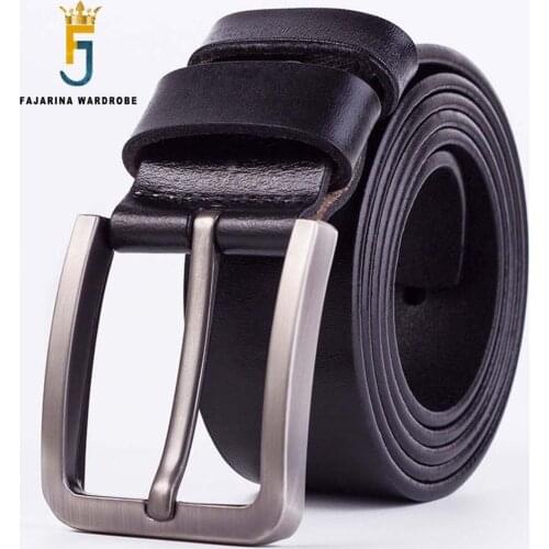 FAJARINA Quality 38mm Simple Clasp Buckle Design Fashion Retro Belts for Men Jeans Mens Geunine Leather Belts for Men N17FJ110