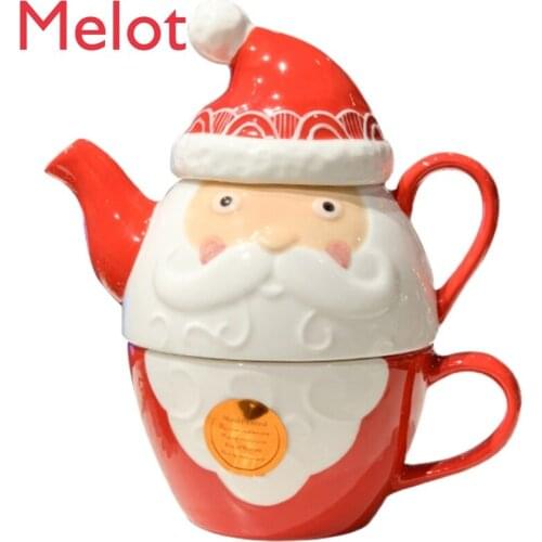 Christmas Season Quality Cartoon Creative Santa Claus Teapot Cup Kit Can Be Separated Ceramic Teapot