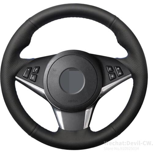 Hand-stitched Black Alcantara Soft Leather Car Steering Wheel Cover for BMW 550i 530d 545i E61 E60 Touring 2005-2009 E64 63 E63