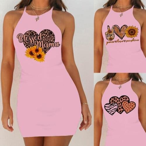Sexy Nightgowns Nightie Night Dress Sleep Dress Sleepwear Sleepshirts Women Sunflower Print Pink Slim Hip Nightwear
