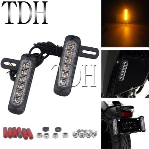 Six High Power LED Dual Auxiliary Brake Taillight Universal Motorcycle Scooter Rear Tail Stop Yellow License Plate Light Bracket