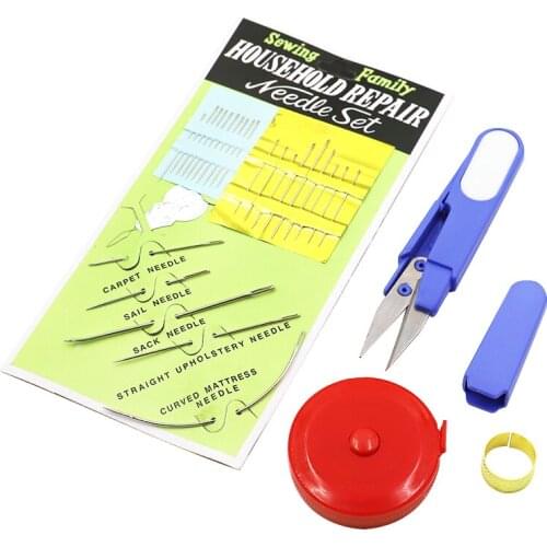Sewing Needles Tailors Scissor Gold Thimble Measurment Tape Portable Household Tool Set DIY Reparing Clothing Accessories