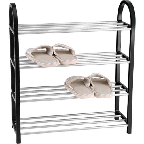 Shoe Rack Aluminum Metal Standing DIY Shoes Storage Shelf Home Organizer Accessories Black Foldable Furniture