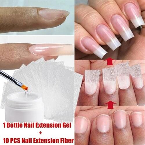 Builder UV Gel Nail Extension Nail Art Forms Clips Non-woven Silks Gel for Building Fiberglass Nails French Manicure Tool Set