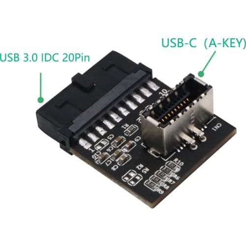 USB 3.0 IDC 20 Pin Motherboard Header to A-Key 20Pin Female Header Converter for Type C Panel Mount Adapter
