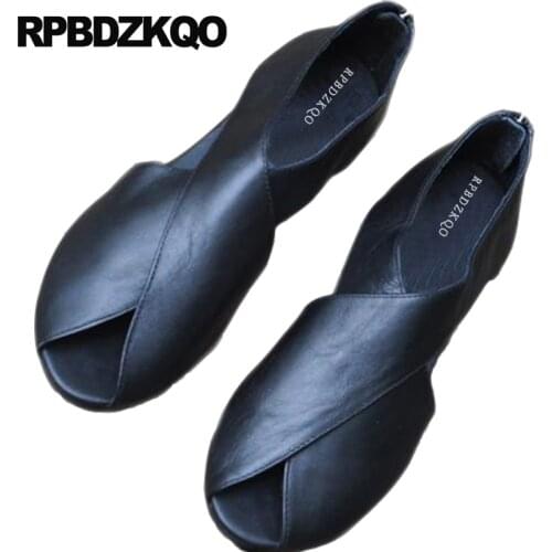 Spring Comfortable Women Sandals Flat Summer 2018 Ladies Designer Casual Peep Toe High Quality Beach Holiday Soft Shoes Black