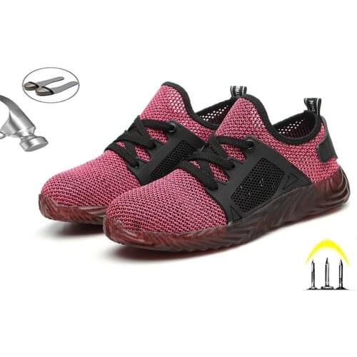 Womens Work Boots Indestructible Safety Shoes Womens Steel Toe Shoes Puncture-resistant Work Sneakers Adult Work Shoes SZ35-50