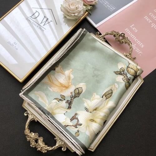 Handmade Sewed 100% Silk Scarf Women Luxury Brand Fashion Hangzhou Scarfe Real silk Scarf Ladies French Floral long silk scarf