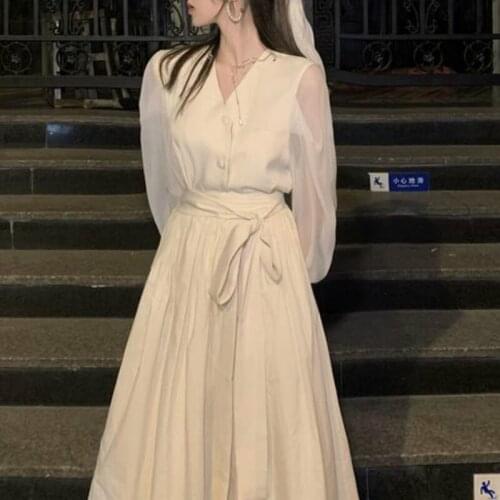 Spring/Autumn Sweet French Courtly Style Gentle Retro Fairy Lace Netting Splicing Elegant Chic Woman Chiffon Blouse Skirt Suit