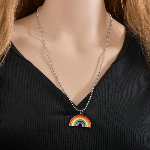 Trend Rainbow Cloud Shape Chain Presents&Necklace For women Stainless Steel Necklaces Statement Rainbow Cloud Necklace SE200039