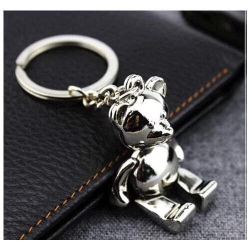100pcs metal bear keychain lovely zinc alloy animal teddy key chain party Wedding Favors and Gift