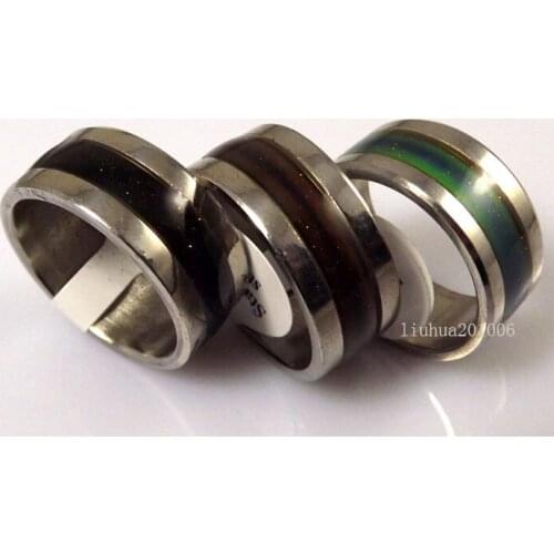 Wholesale 10mm 18pcs Fashion Mood color Change Stainless steel RINGS jewelry lot Free shipping