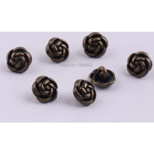 20PCS/lot 10mm Copper And Copper Color Rose Flower Decorative Buttons sewing tool for Garment Scrapbooking Accessories
