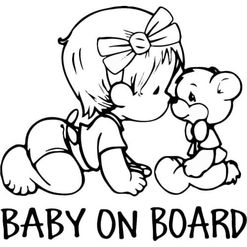 22.9*21.7CM BABY ON BOARD Lovely Bear Car Styling Decals Cartoon Vinyl Car Sticker Laptop Suitcase Helmet Skateboard Sticker