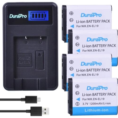 4x 1200mAh EN-EL19 EN EL19 Camera Li-ion Battery +LCD USB Charger for Nikon S2500 S100 S2600 S3100 S3200 S3300 S4100 S4200 S4300