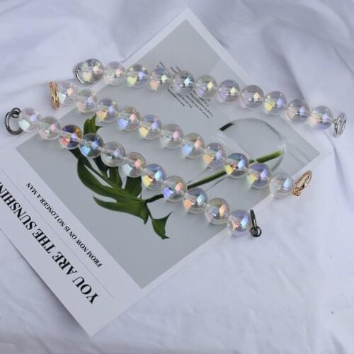 Shinning acrylic color for bags handbag accessories purse belt handles cute bead chain tote women parts silver/gold /black clasp