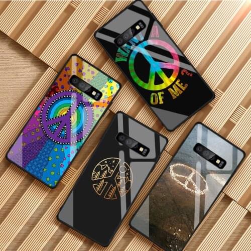 Hippie Psychedelic Art Peace Tempered Glass Phone Case For Samsung Galaxy S8 S9 S10 S20 PLUS J8 J6 J4 2018 NOTE 8 9 10 Cover