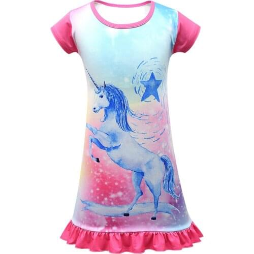 Unicorn Kids Princess Frocks Girls Dress Summer Baby Homewear Cartoon Pajamas Party Costume Children Vestidos Toddler Nightdress
