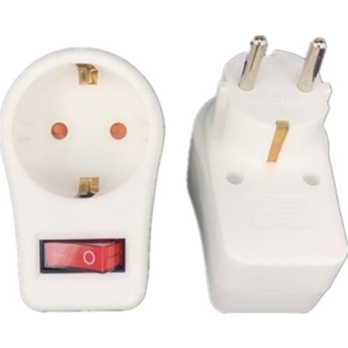 European Type Conversion Plug 1 TO 1 Way EU Standard Power Adapter Socket With Switch Neon Indicator 16A Travel Plugs
