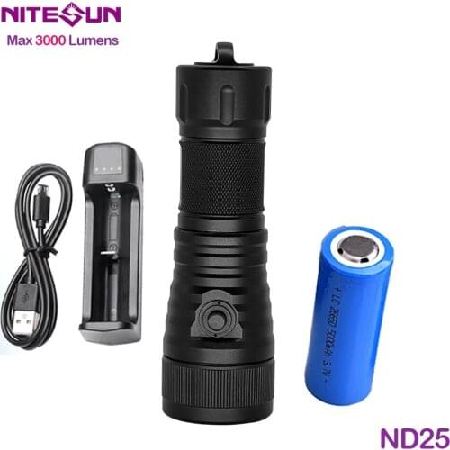 NITESUN ND25 Diving Light Luminus SST70 LED Max 3000 Lumens Underwater 150m waterproof Diving Flashlight With 26650 battery