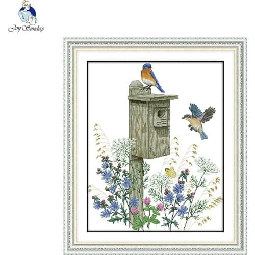 Joy Sunday Needlework, DIY Handmade DMC Cross stitch, Sets For Embroidery kits,The Birds Home Counted Cross-Stitch, Home Decor