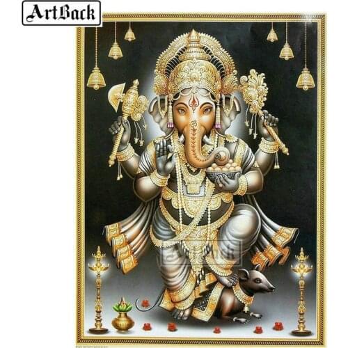 ArtBack diy 5d diamond painting Ganesha Full square drill Hindu icon diamond mosaic handicraft home decoration 50x65cm