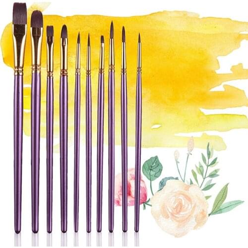 10pcs/set Watercolor Pen Paintbrush Nylon Hair Paint Brushes Artist Oil Painting Brush Set LXY9