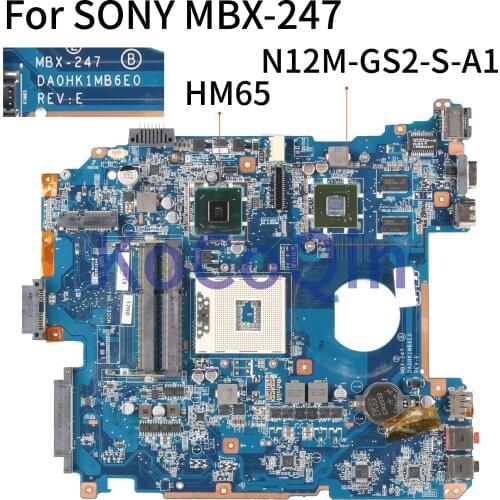 KoCoQin laptop Motherboard For SONY MBX-247 VPCEH VPCEH14FM Mainboard DA0HK1MB6E0 HM65 Mainboard N12M-GS2-S-A1