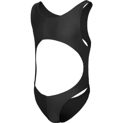 Mens Sexy Bodysuit Lingerie Underwear Bikini One-piece Sleeveless Cut Out Stretch Smooth Leotard Tight Thongs Jumpsuit Teddies