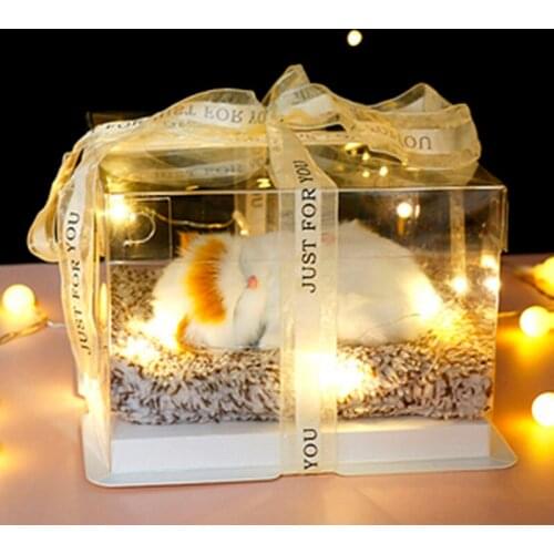 Cat Puppet Room Decoration Childrens Toys пасхальный декор Animal Model Of Sleeping Cat Fake Doll Birthday Present Girl пасха