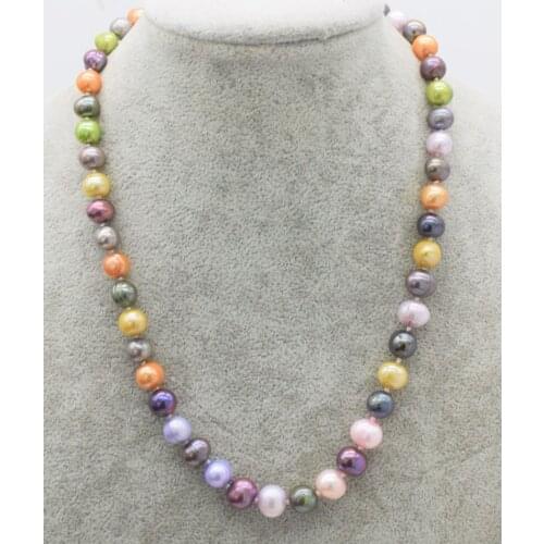 Frershwater pearl multicolor near round 9-10mm necklace 17inch wholesale beads nature FPPJ woman 2018