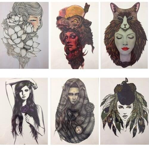 NEW ARRIVAL 21 X 15 CM Pretty girl holding a flower Waterproof Hot Temporary Tattoo Stickers#75