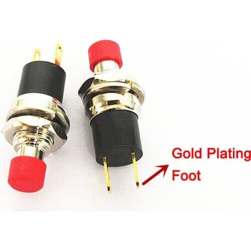 PB05A PBS-110 Red Head Self-locking Switch Opening 7MM Small Button with Self-locking Golden 2 Foot Switches