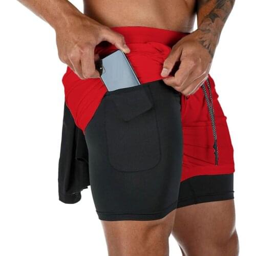 Fitness Summer Jogger Shorts Men Running Sports Workout Shorts Breathable Quick Dry Training Gym Athletic Shorts 2 in 1