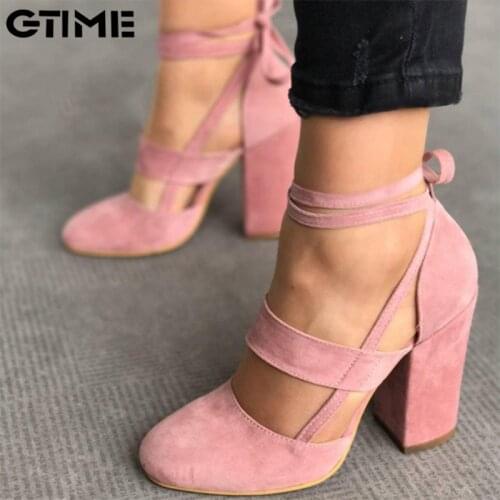Gtime Sexy High Heel Ankle Strap Pumps Women Gladiator Sandals Fashion Rome Style Female Party Wedding 8cm Pump Shoes SE040