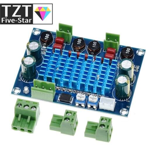 High Power Digital HIFI Power Amplifier Board 2*120W XH-M572 TPA3116D2 Chassis Dedicated Plug-in Input 5V 24V 28V output 120W