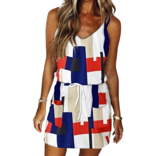 Summer Women Sexy Dress Graphic Print Casual V-Neck Short Sleeve Strap Open Back Sexy Mini Dress Drawstring Pocket Summer Dress
