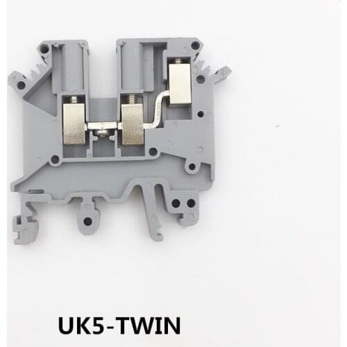 10PCS UK5-TWIN UK5RD 4mm2 DIN Rail Screw Clamp Fuse Terminal Blocks Connector free shipping