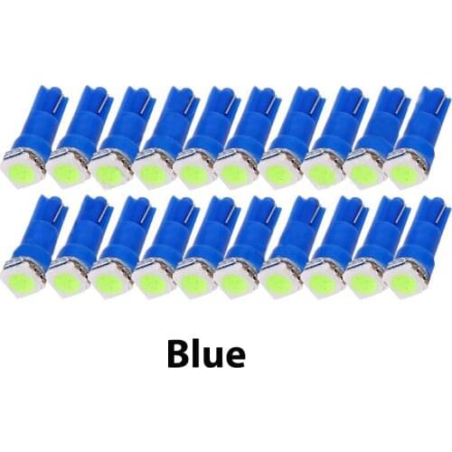 20Pcs Blue T5 5050 1SMD 12V Wedge Dashboard LED Lights Bulbs Car Lnstrument Lndicator AC Lamp Auto Lnterior Accessories 73 74