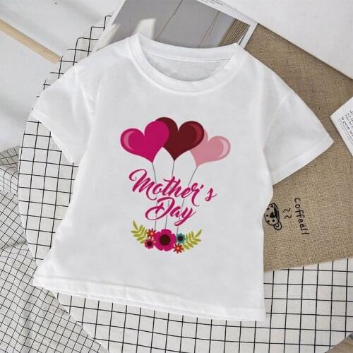 2020 Cartoon Children Clothes I Love Mom Sweet Pattern Boys T Shirts Aesthetics Fashion Girls Tops Harajuku T Shirt Kids Summer