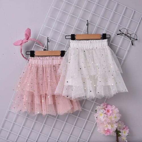 2021 Summer Teenage Kids Skirt Girls Sequin Mesh Princess Skirts Dance Party Skirt Girls Costume Fashion Sweet Girls Skirt W15