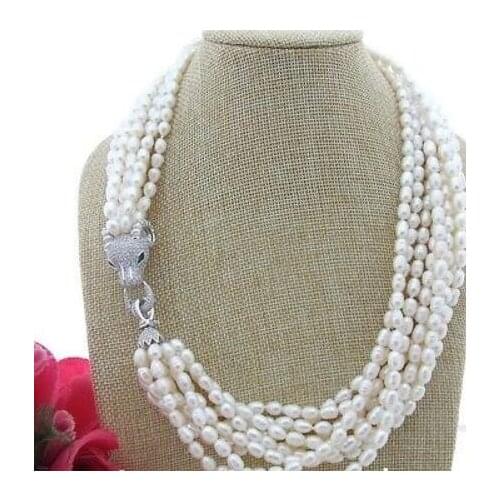 21'' 9Strands White Rice Pearl Necklace