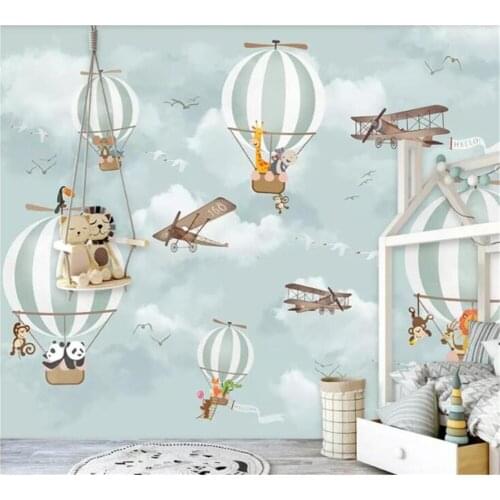 Beibehang 3d wallpaper murals custom home decor living room bedroom photo cartoon hot air balloon mural background wall